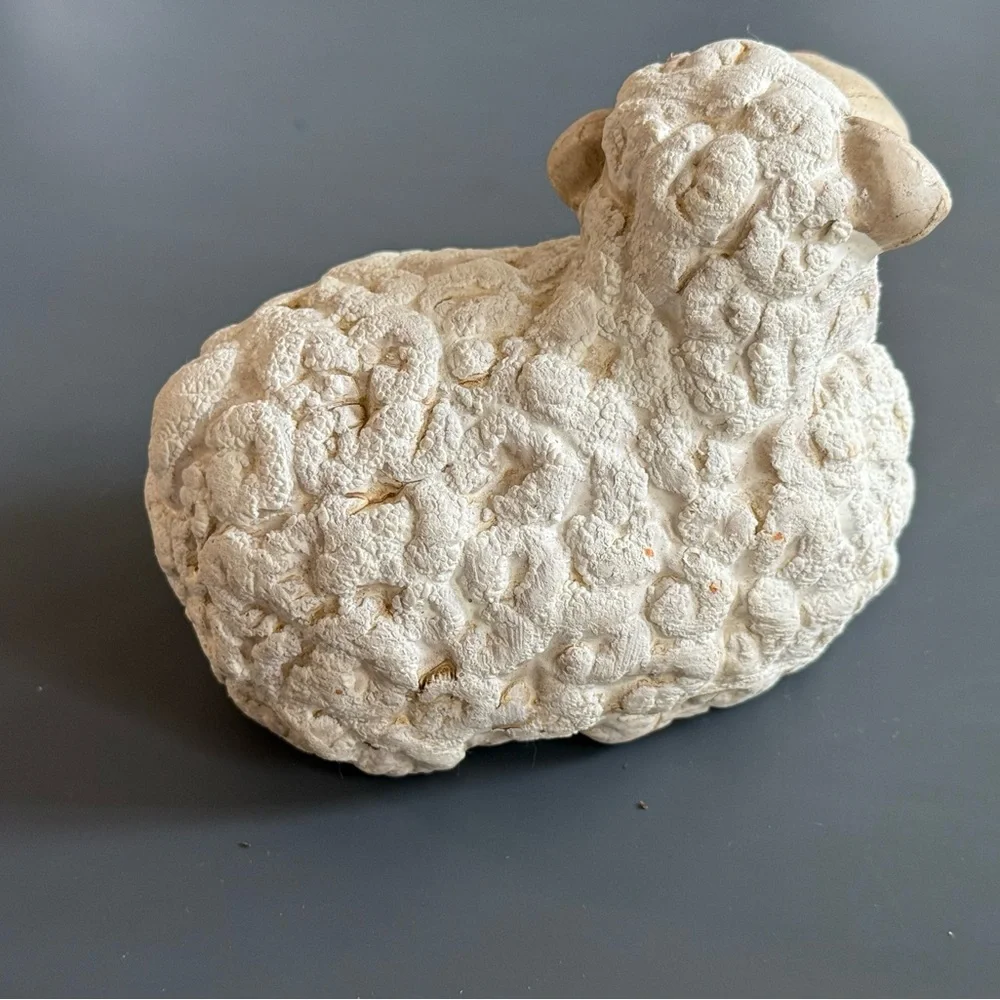 Resin Sheep Resting Lamb Art Pottery Garden Farm Nursery Decor Baby Shower Gift